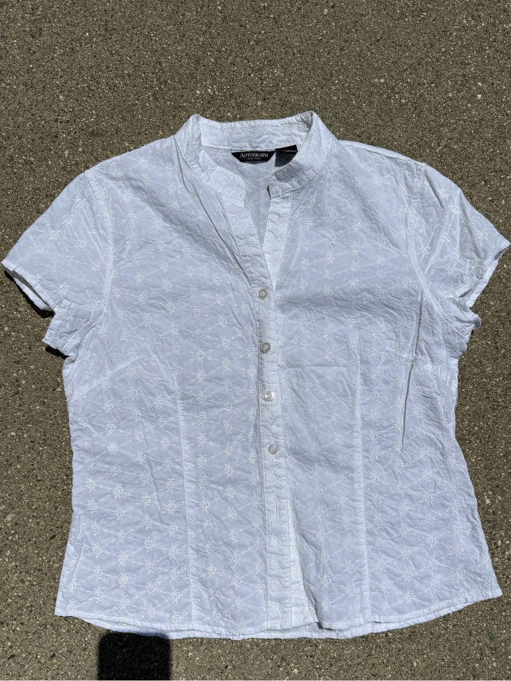 Autograph White Eyelet Button-Front Blouse